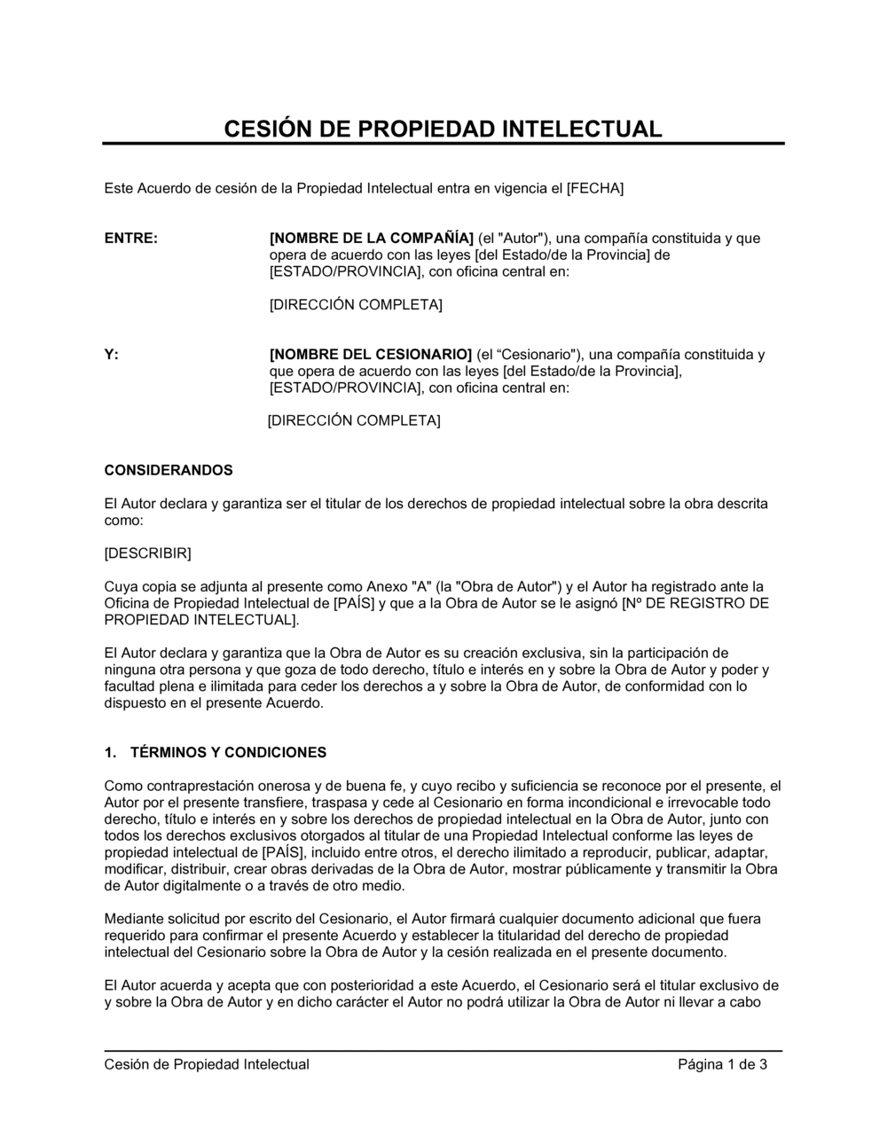 Business-in-a-Box's Cesión de propiedad intelectual