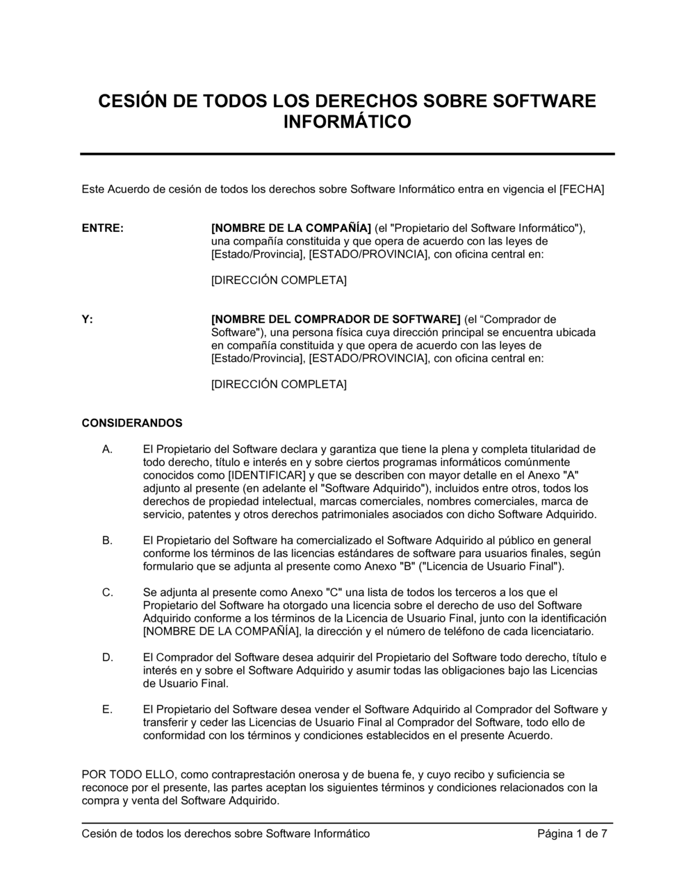 Business-in-a-Box's Cesión de todos los derechos sobre software informático