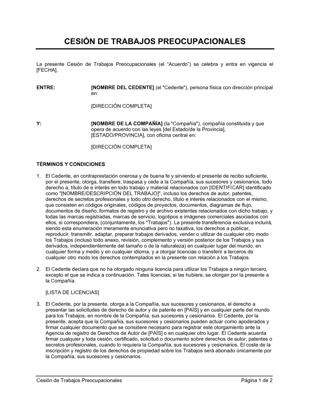 Business-in-a-Box's Cesión de trabajos preocupacionales