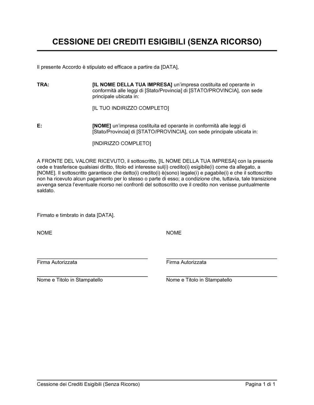 Business-in-a-Box's Cessione dei crediti esigibili senza ricorso