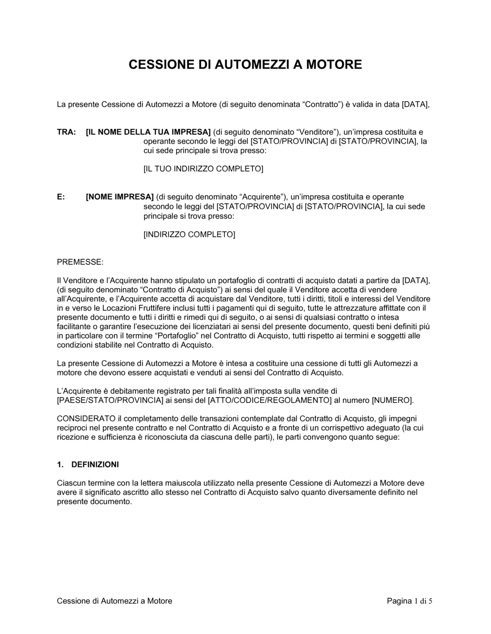 Business-in-a-Box's Cessione di automezzi a motore