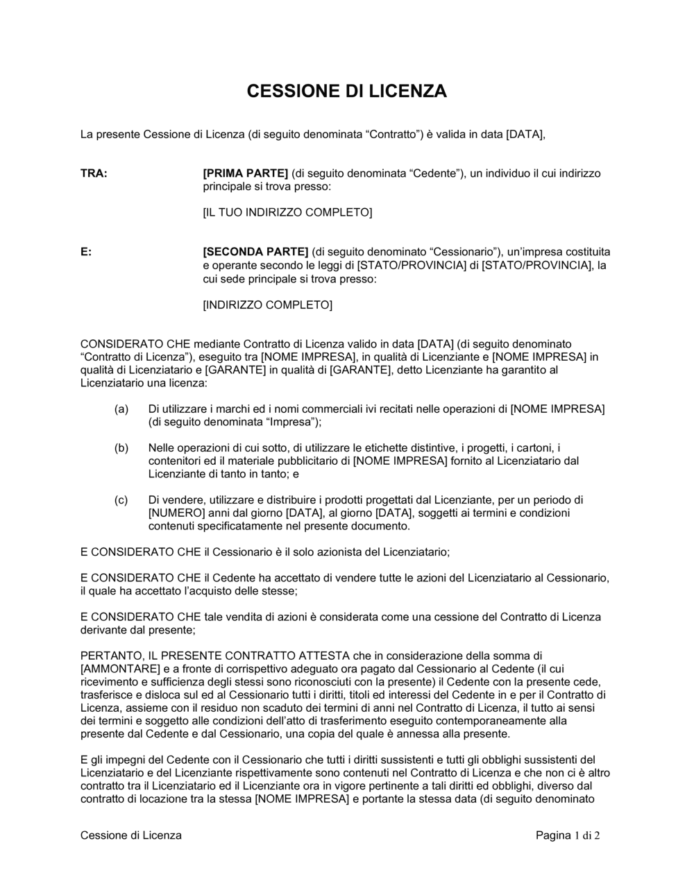 Business-in-a-Box's Cessione di licenza