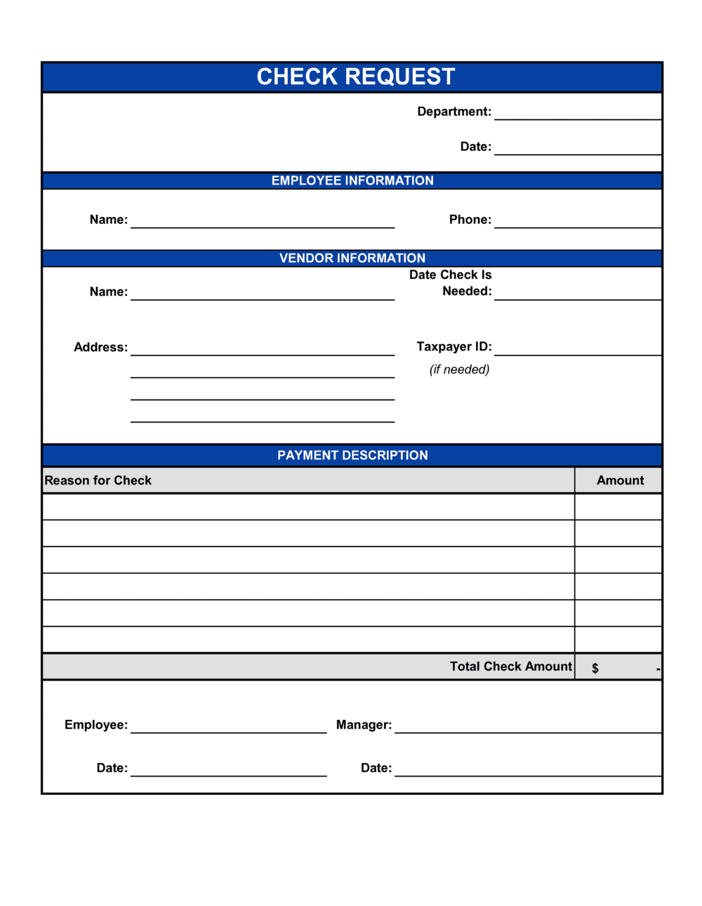 Check Request Form Template  by Business-in-a-Box™ Inside Print Check Template Word