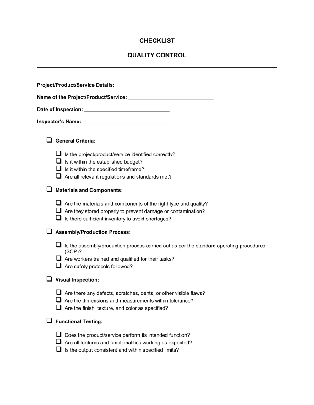 Quality Control Checklist Template Prntbl concejomunicipaldechinu gov co Quality Control Checklist Template Prntbl concejomunicipaldechinu gov co
