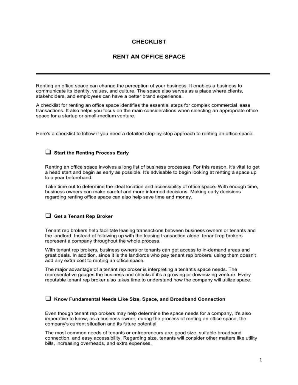 Business-in-a-Box's Checklist To Rent an Office Space Template