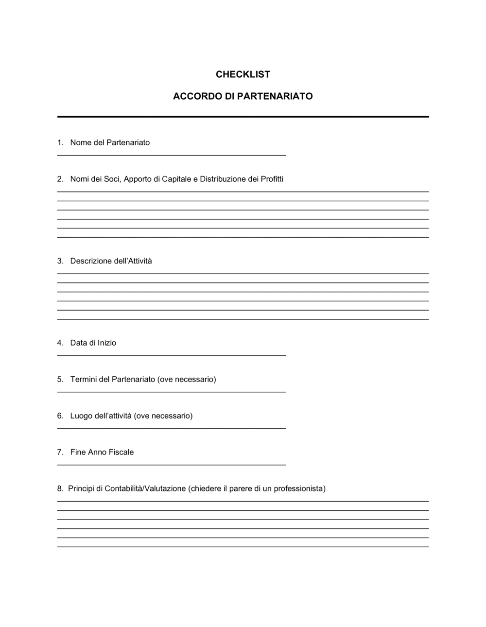 Business-in-a-Box's Checklist Accordo di partenariato