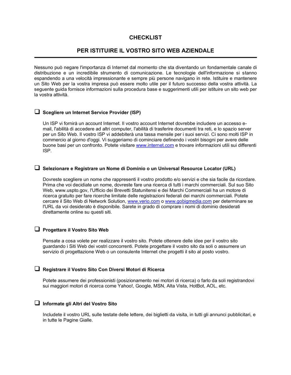 Business-in-a-Box's Checklist Per istituire un sito web