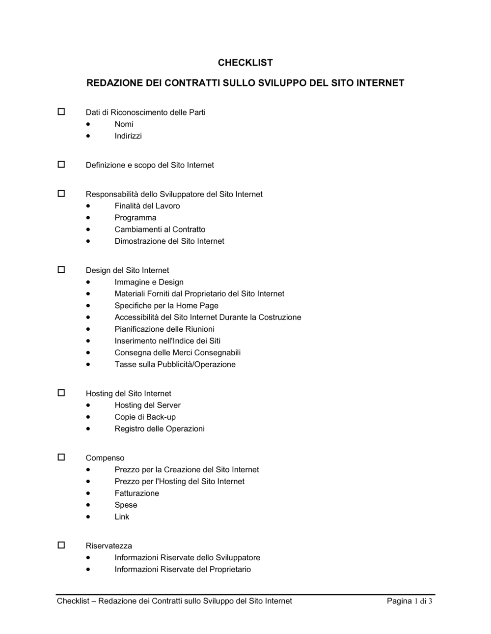 Business-in-a-Box's Checklist redazione dei contratti sullo sviluppo del sito internet