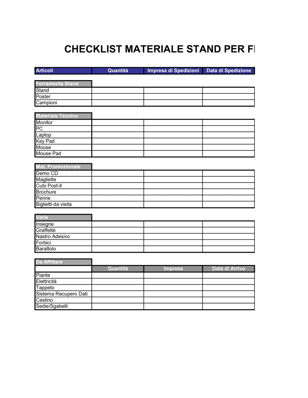 Business-in-a-Box's Checklist Sistemazione stand per fiera