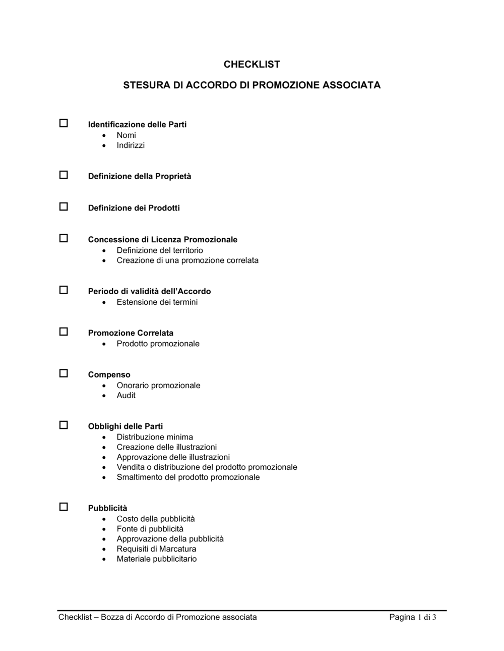 Business-in-a-Box's Checklist Stesura accordo promozione associata