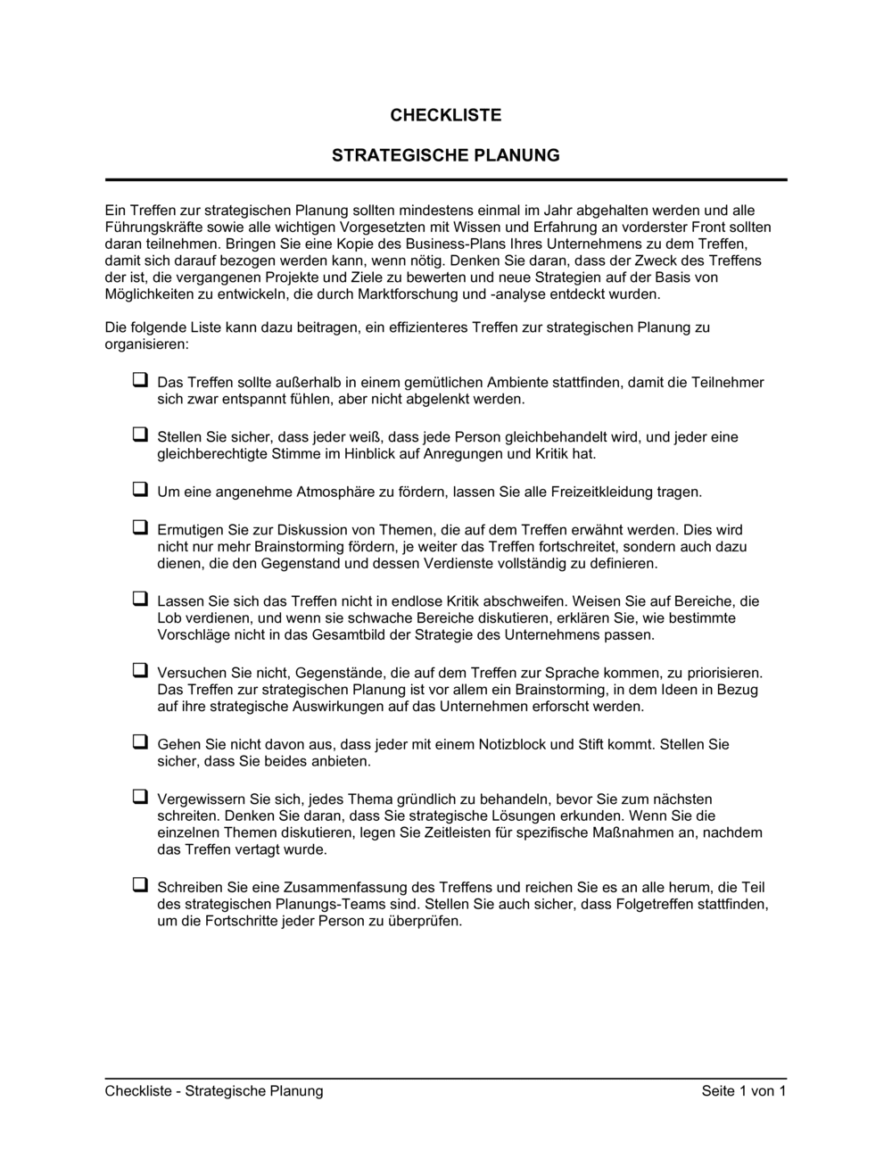 Business-in-a-Box's Checkliste - Strategische Planung