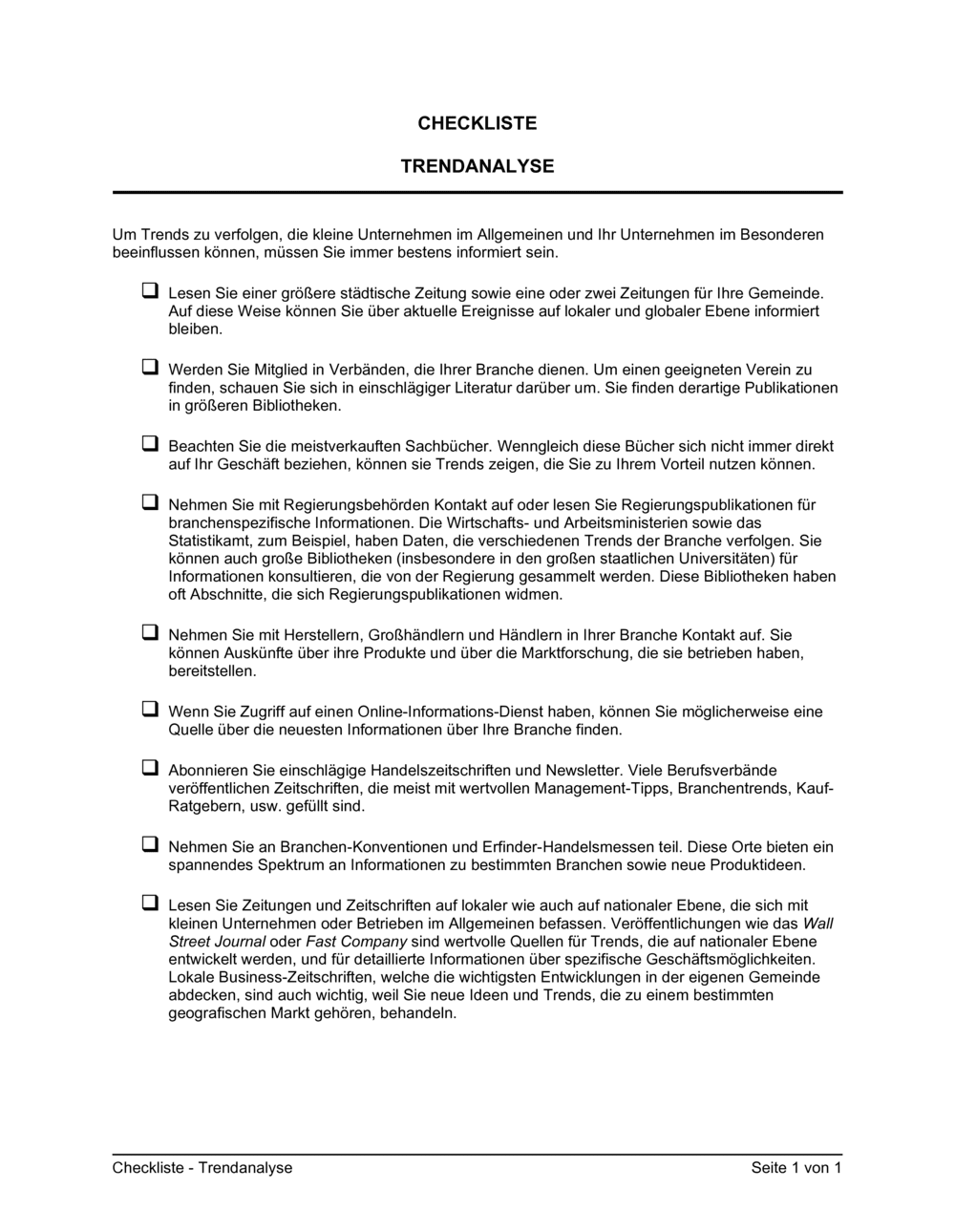 Business-in-a-Box's Checkliste - Trendanalyse