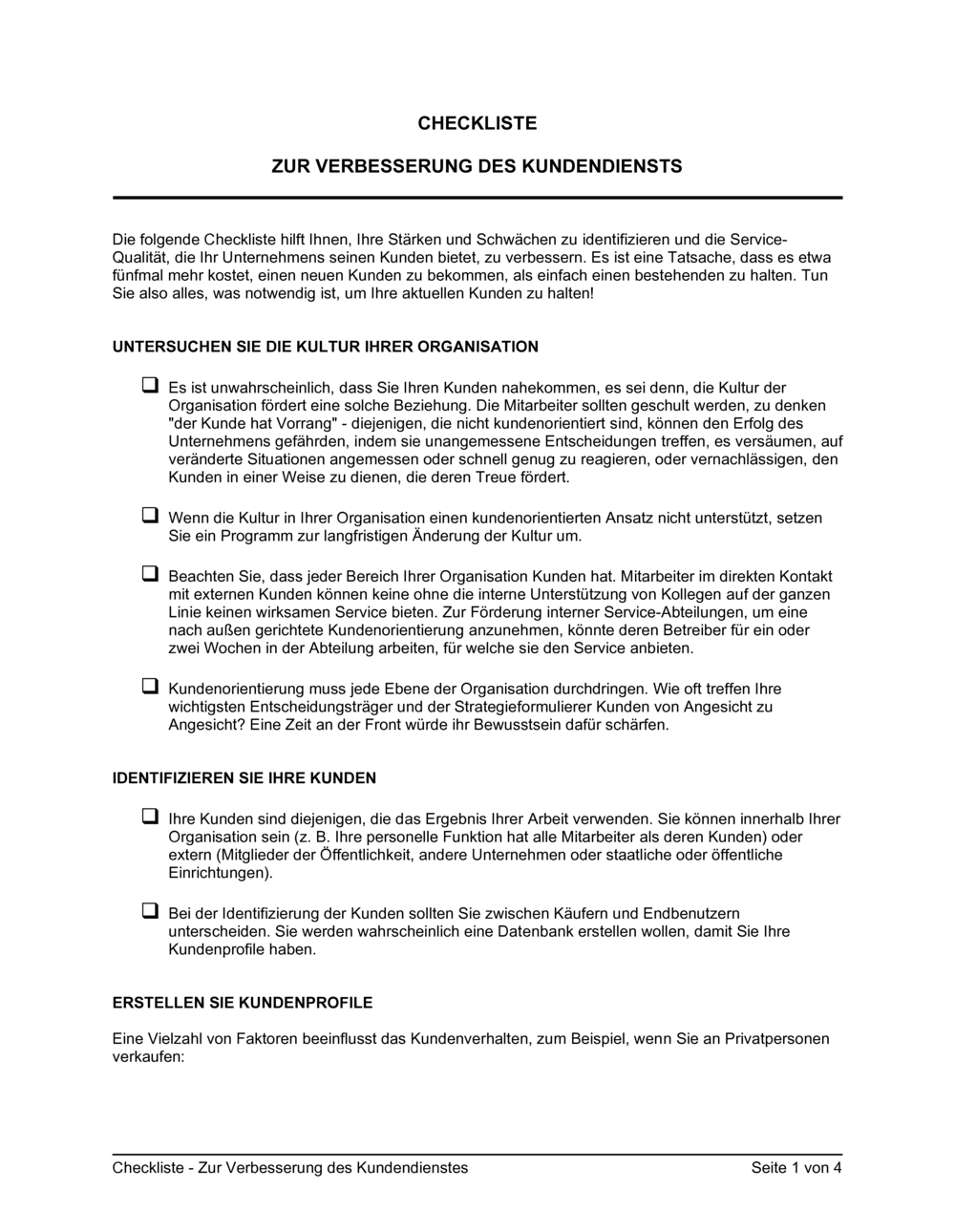 Business-in-a-Box's Checkliste - Zur Verbesserung des Kundendienstes