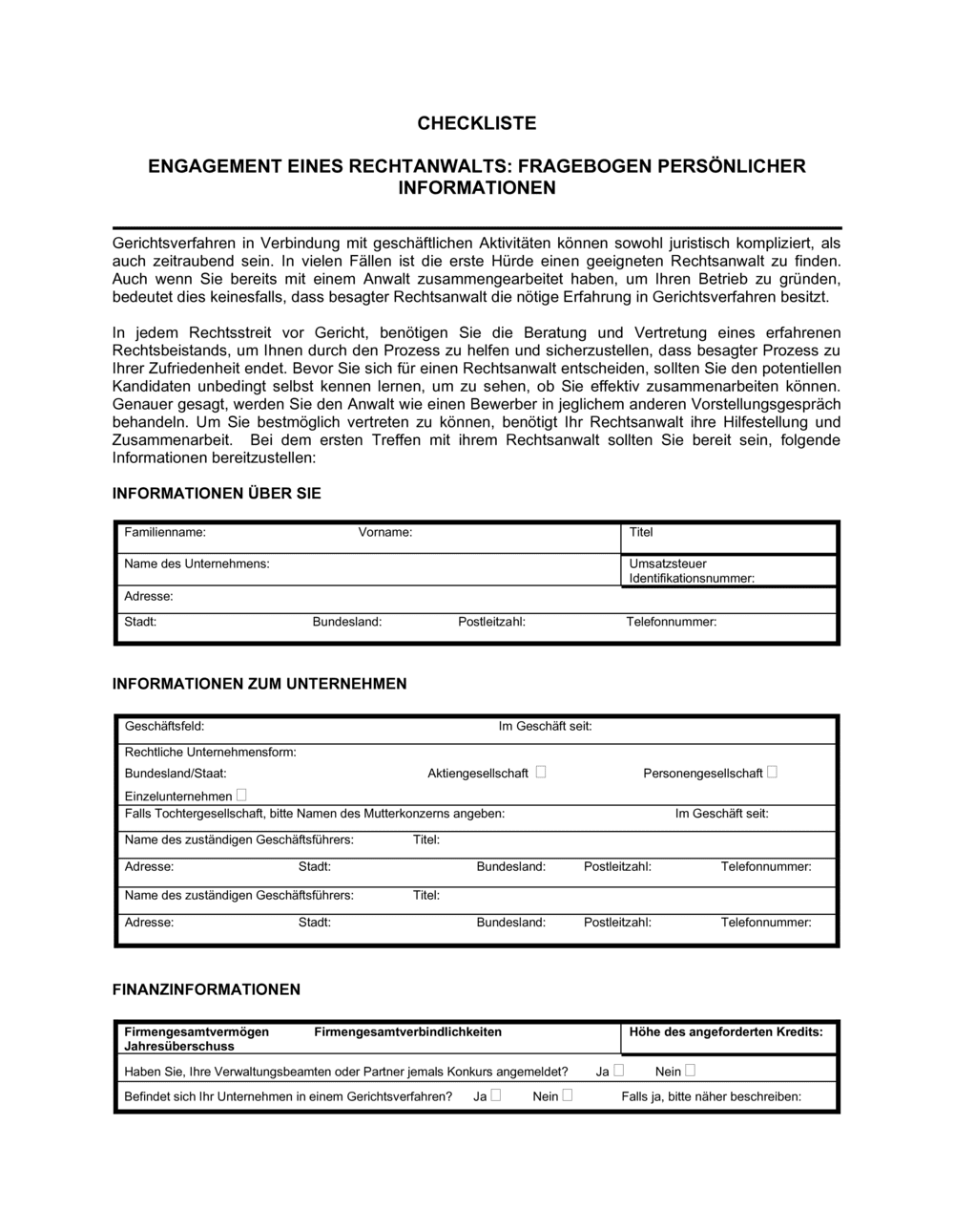 Business-in-a-Box's Checkliste für das Engagement eines Rechtsanwalts
