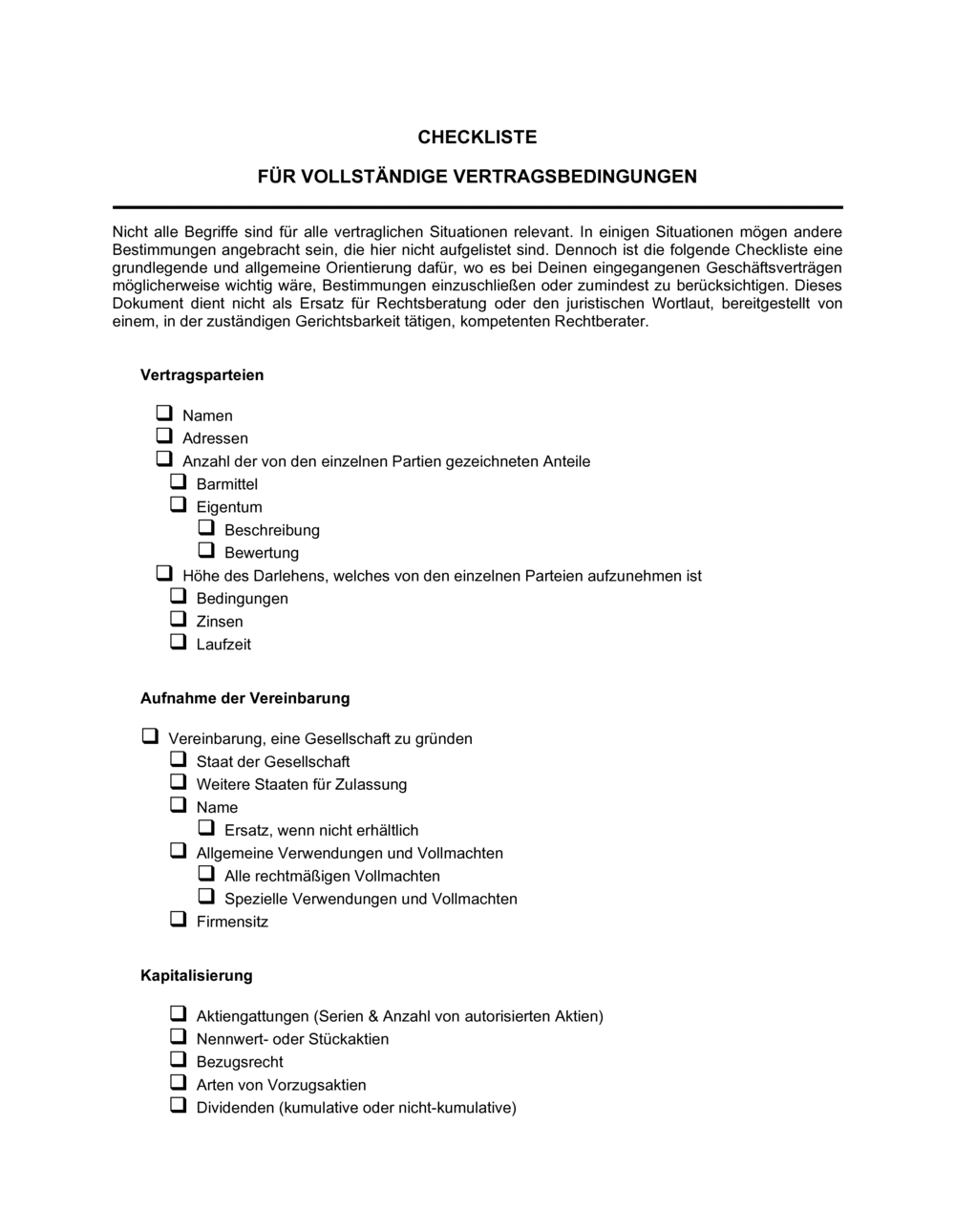 Business-in-a-Box's Checkliste für Vollständige Vertragsbedingungen