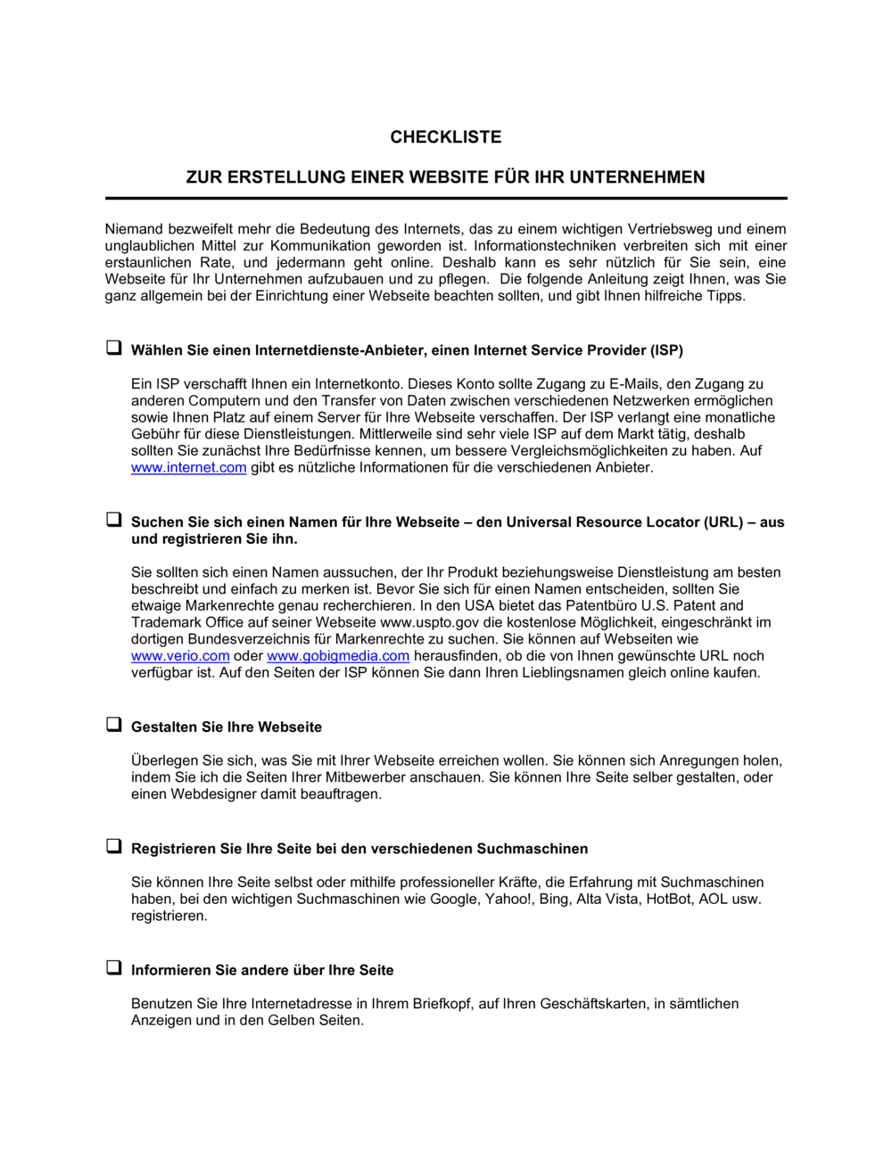 Business-in-a-Box's Checkliste zur Erstellung einer Website für Ihr Unternehmen