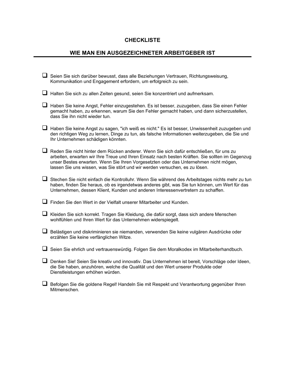 Business-in-a-Box's Checkliste Wie man ein ausgezeichneter Arbeitgeber ist