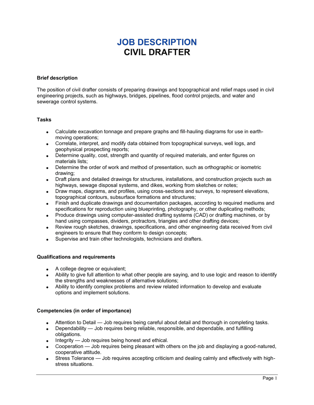 civil engineering job description