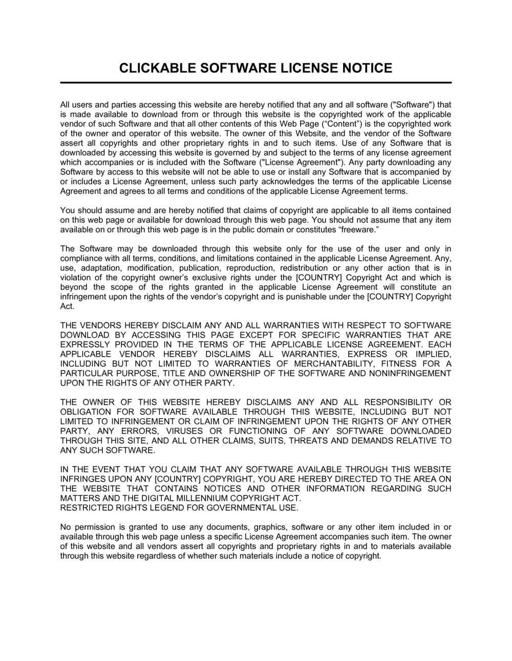 Business-in-a-Box's Clickable Software License Notice Template