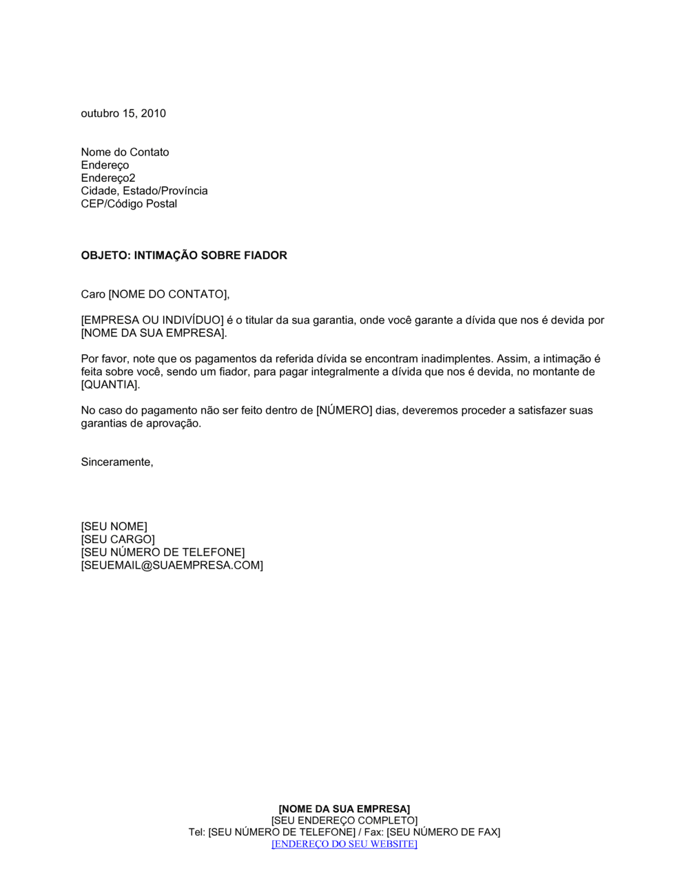 Business-in-a-Box's Cobrança ao Garantidor