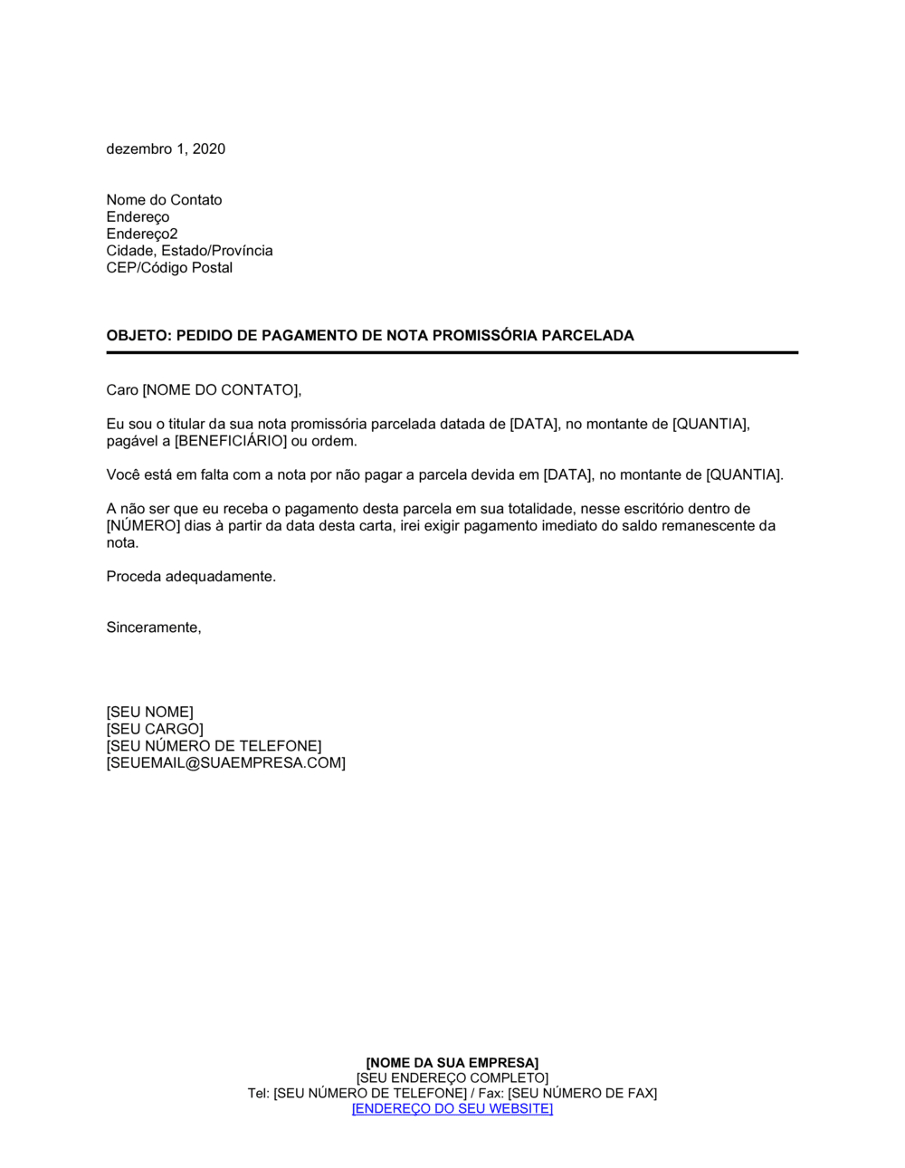 Business-in-a-Box's Cobrança de Pagamento em Parcela de Nota Promissória