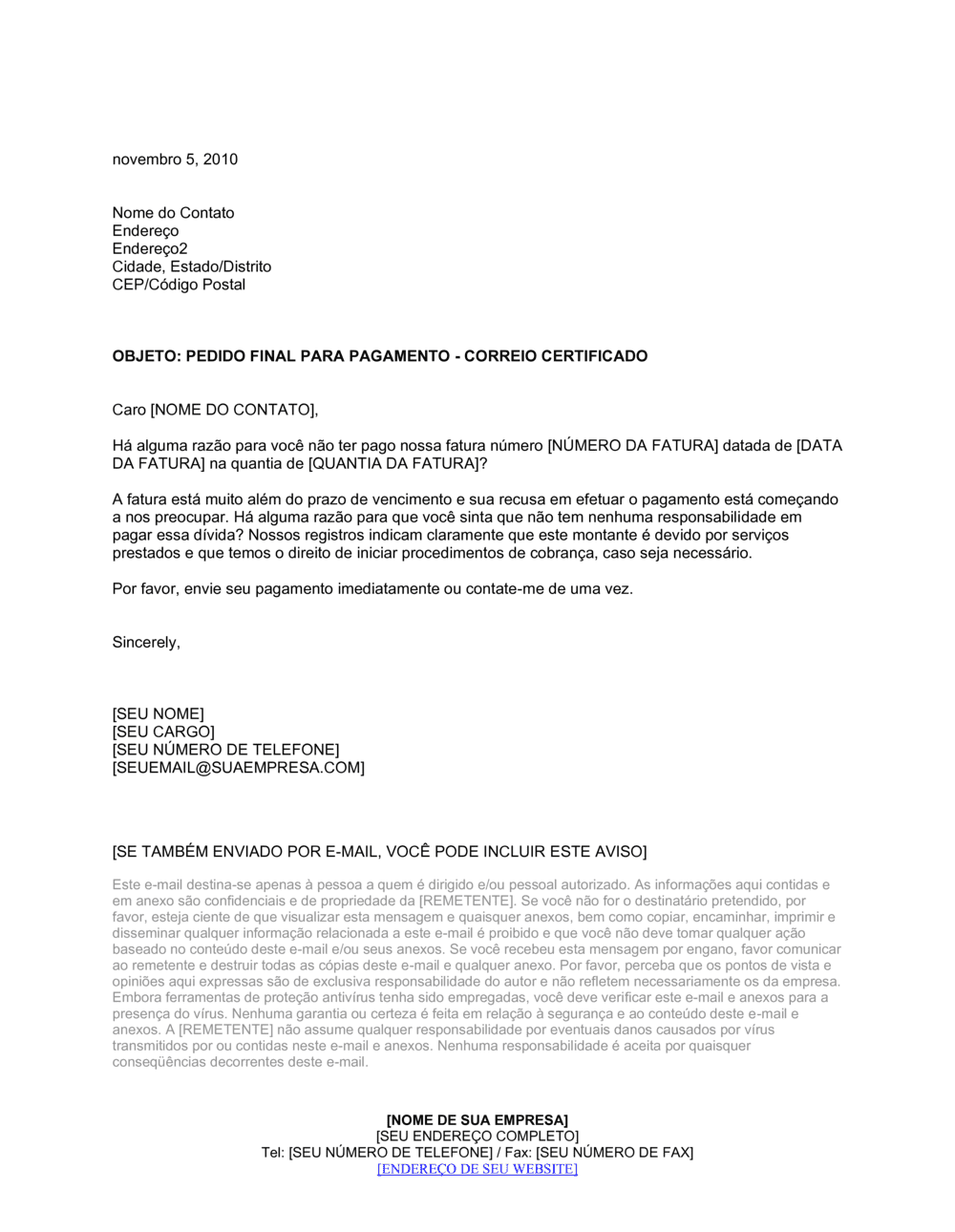 Business-in-a-Box's Cobrança Final para Pagamento Carta