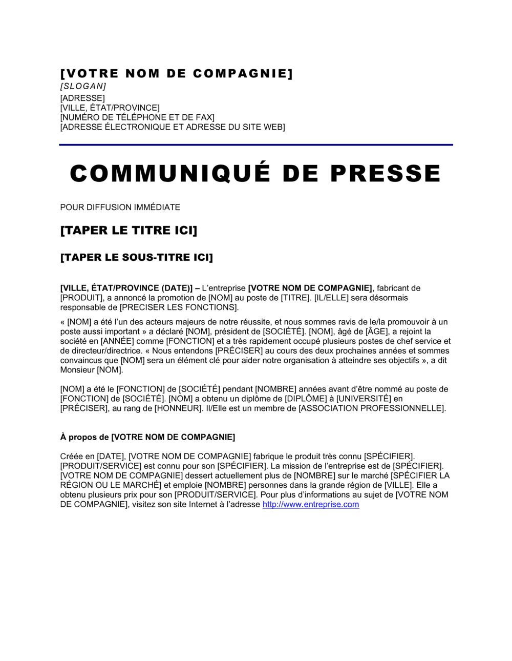 Business-in-a-Box's Communiqué de presse Annonce de promotion d'employé