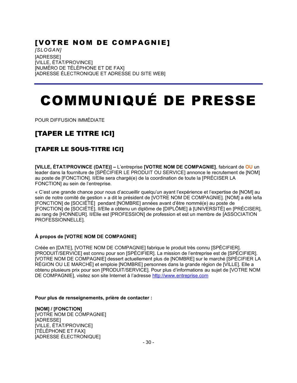 Business-in-a-Box's Communiqué de presse Annonce de recrutement d'employé