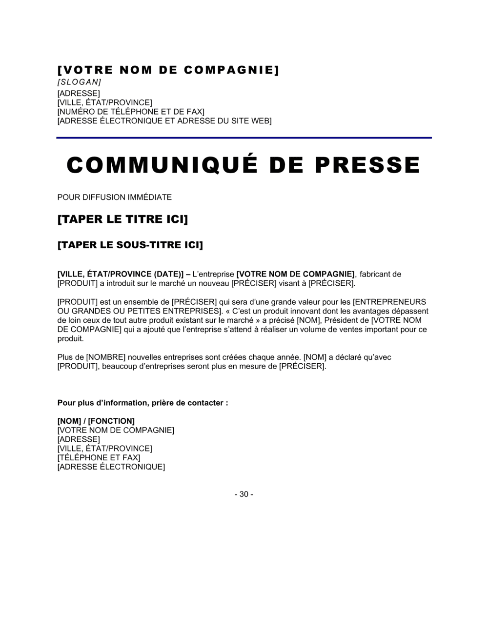 Business-in-a-Box's Communiqué de presse Développement de nouveau produit