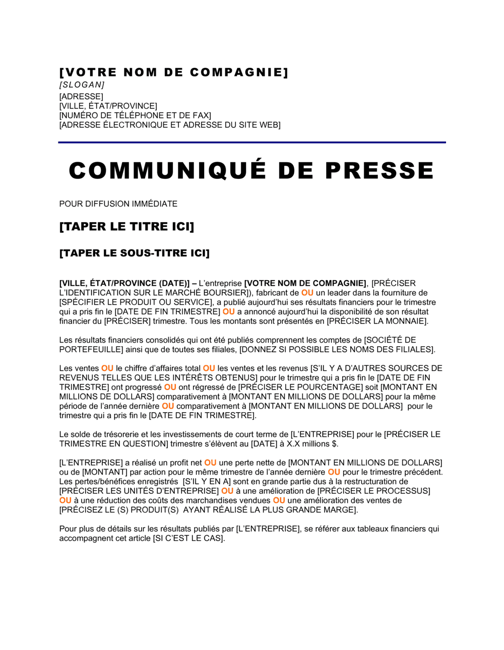 Business-in-a-Box's Communiqué de presse Résultats trimestriels