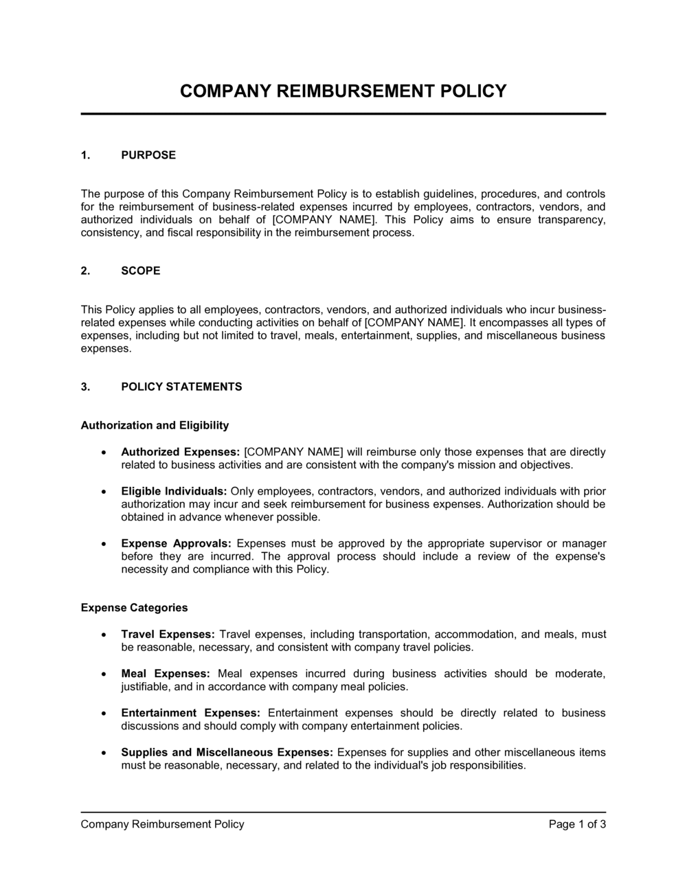 Business-in-a-Box's Company Reimbursement Policy Template