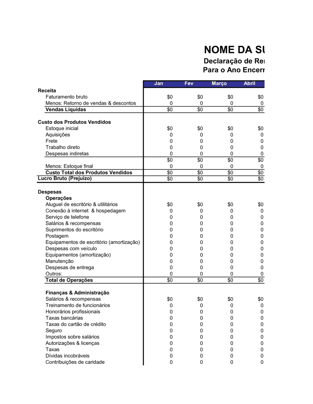 Business-in-a-Box's Comprovante de Receita Mensal