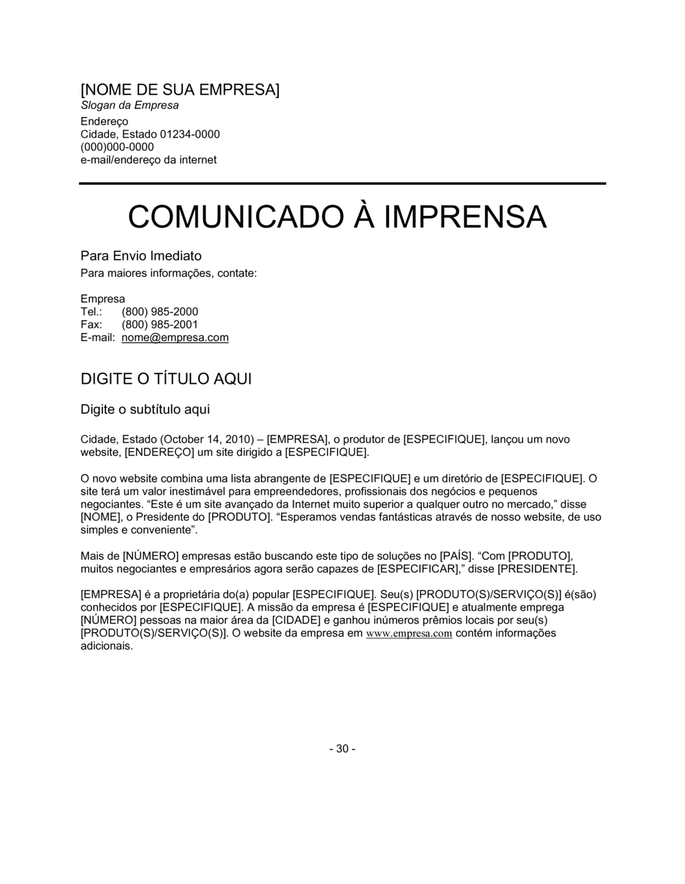Business-in-a-Box's Comunicado de Imprensa Novo Website
