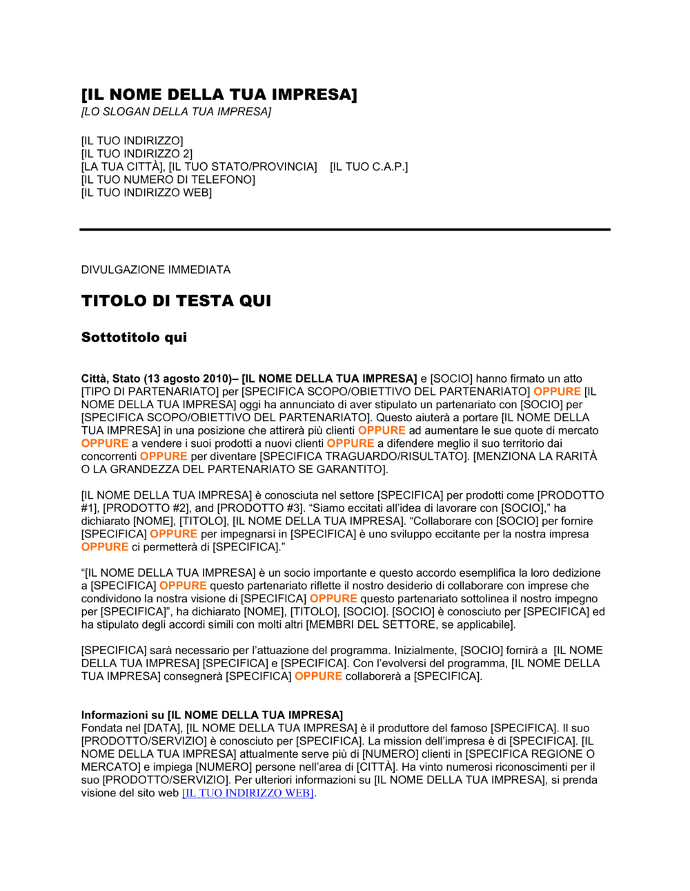 Business-in-a-Box's Comunicato stampa Nuovo partenariato-collaborazione
