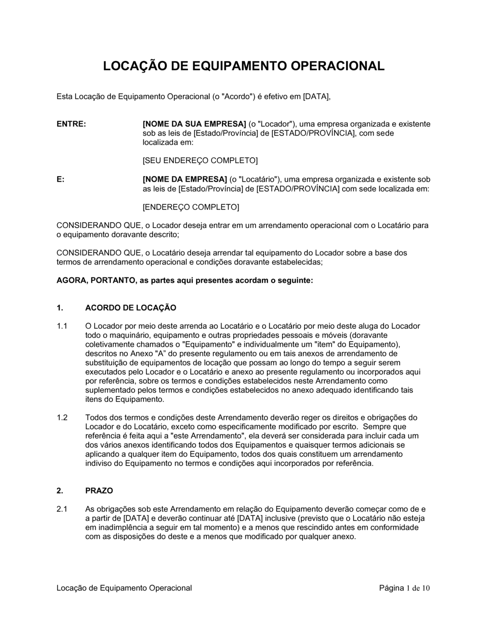 Business-in-a-Box's Concessão de Operação de Equipamento