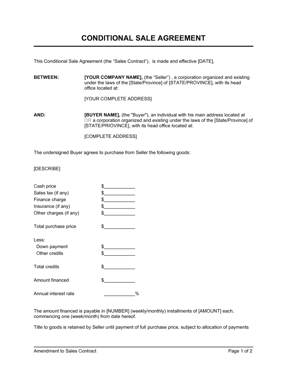 conditional assignment agreement