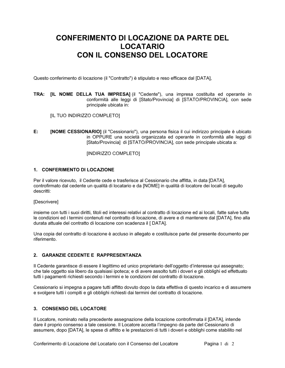 Business-in-a-Box's Conferimento di locazione