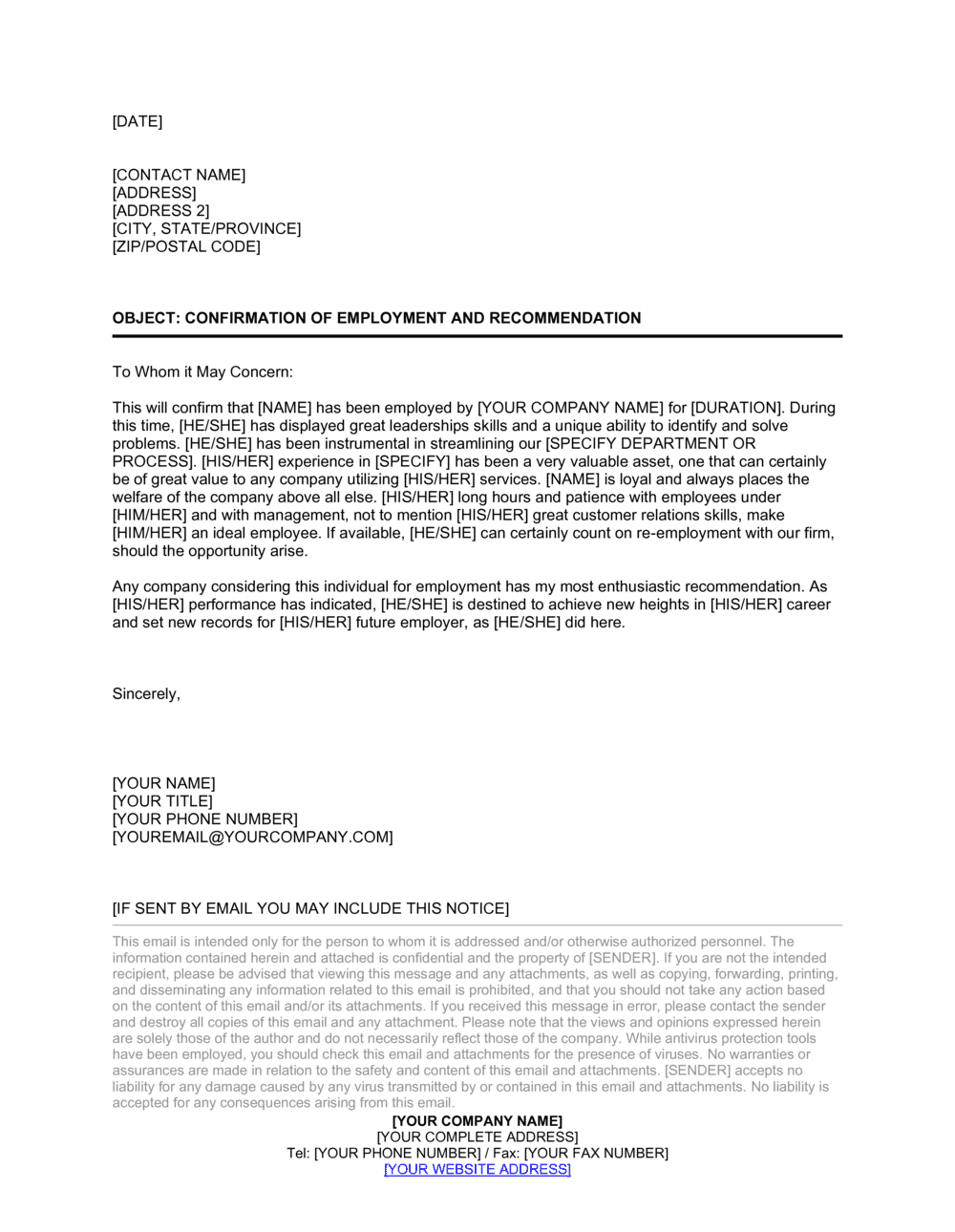 Recommendation Letter For Employment from templates.business-in-a-box.com