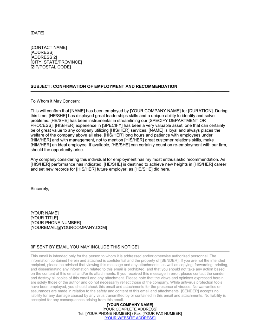 Recommendation Letter For Employment from templates.business-in-a-box.com