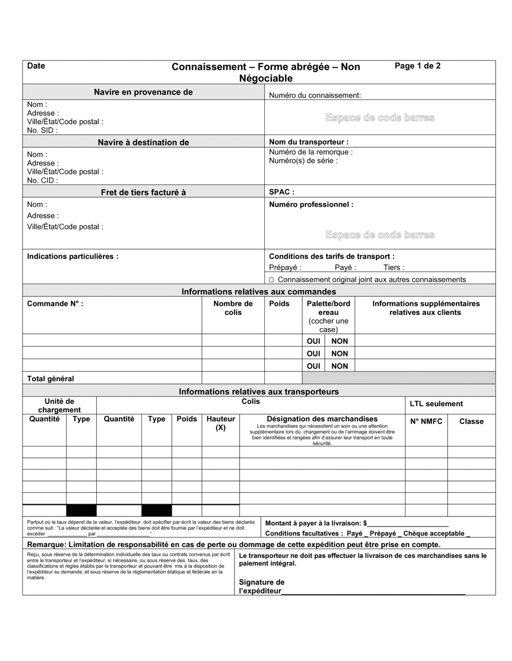 Business-in-a-Box's Connaissement