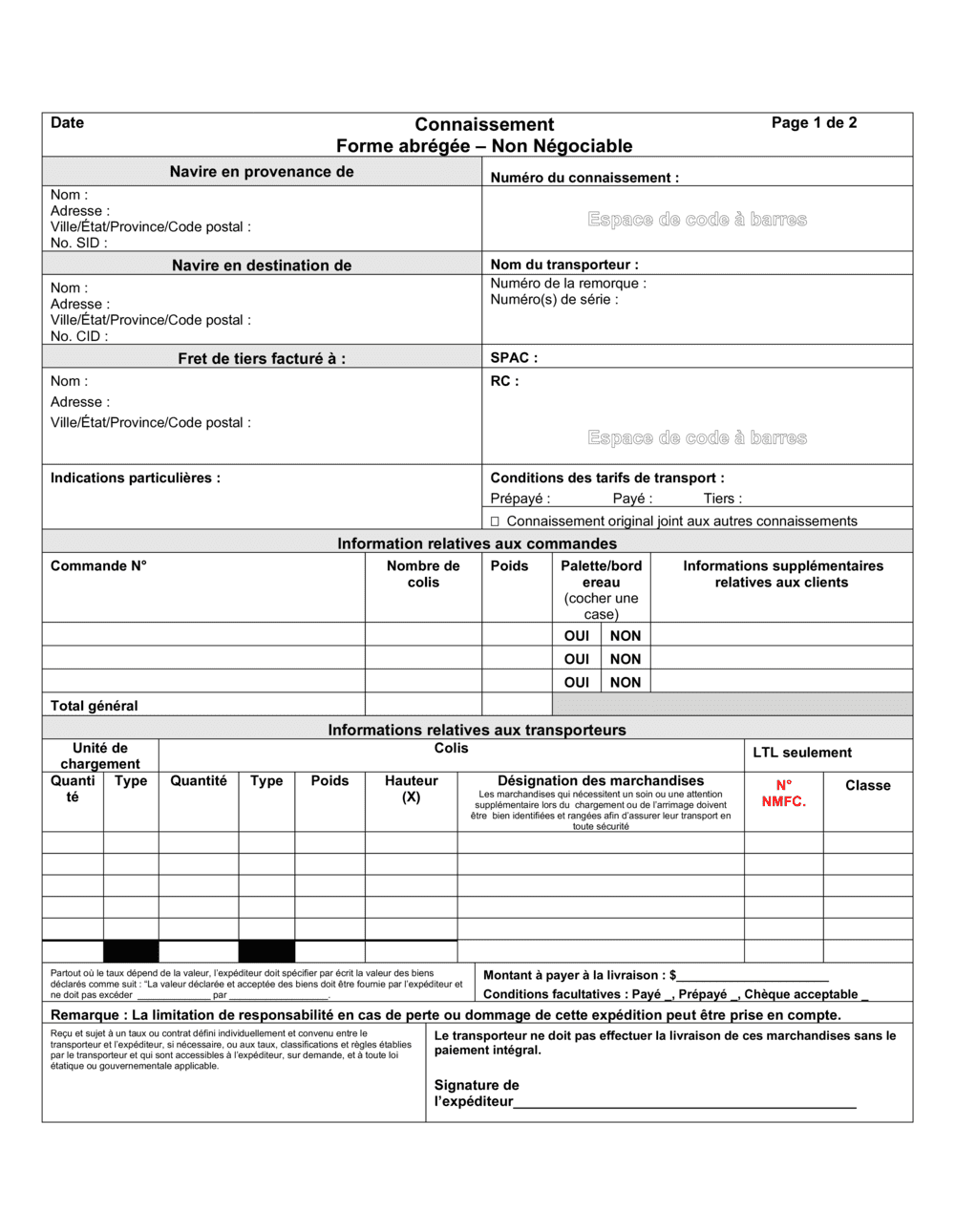 Business-in-a-Box's Connaissement