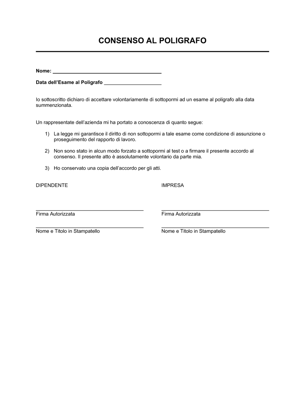 Business-in-a-Box's Consenso al poligrafo