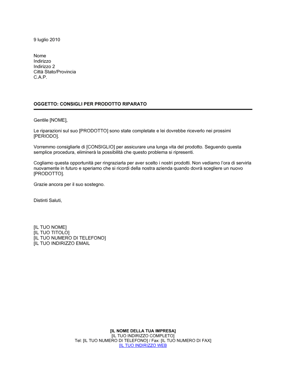 Business-in-a-Box's Consigli per prodotto riparato