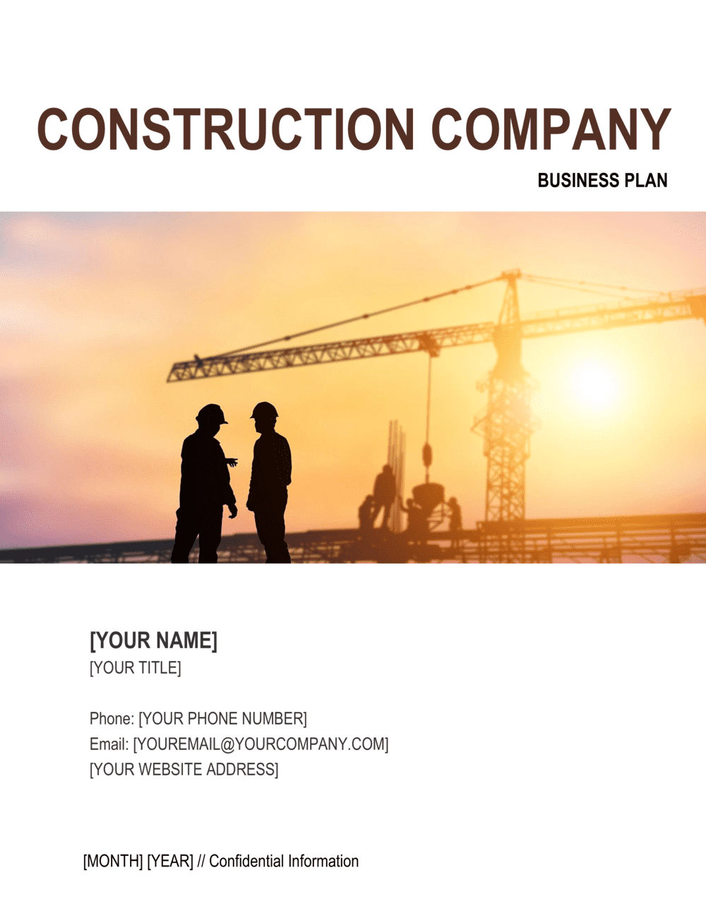 Construction Company Business Plan Template  by Business-in-a-Box™ Regarding General Contractor Business Plan Template