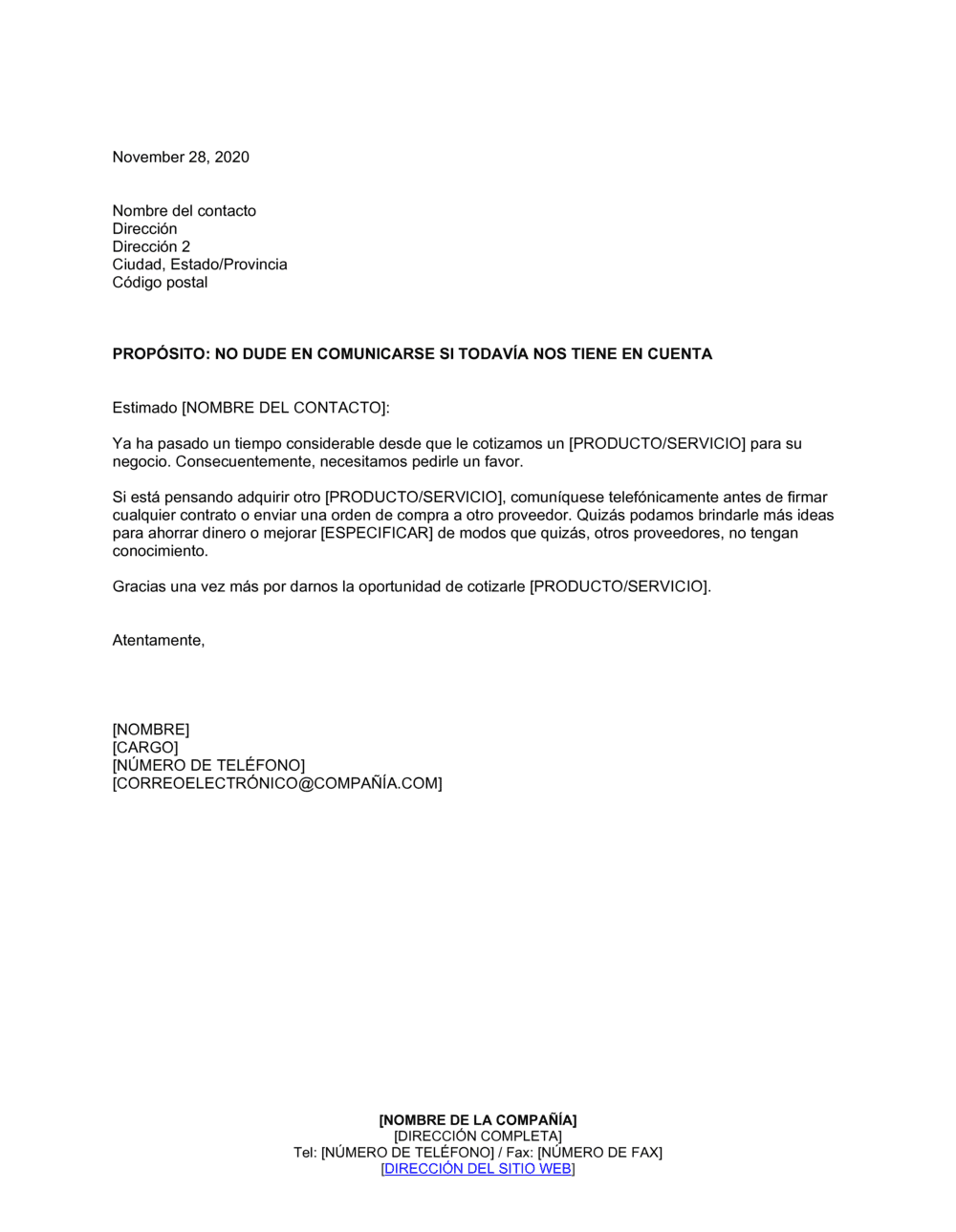 Business-in-a-Box's Consulta sobre la última cotización