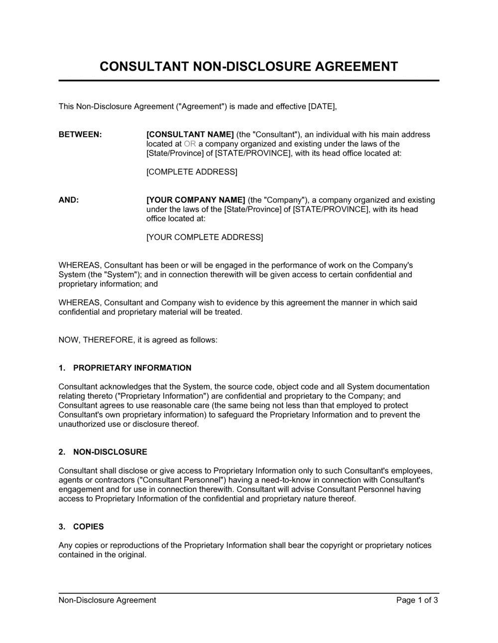 Nonprofit Consulting Agreement Template Prntbl   Consultant Non Disclosure Agreement D153 