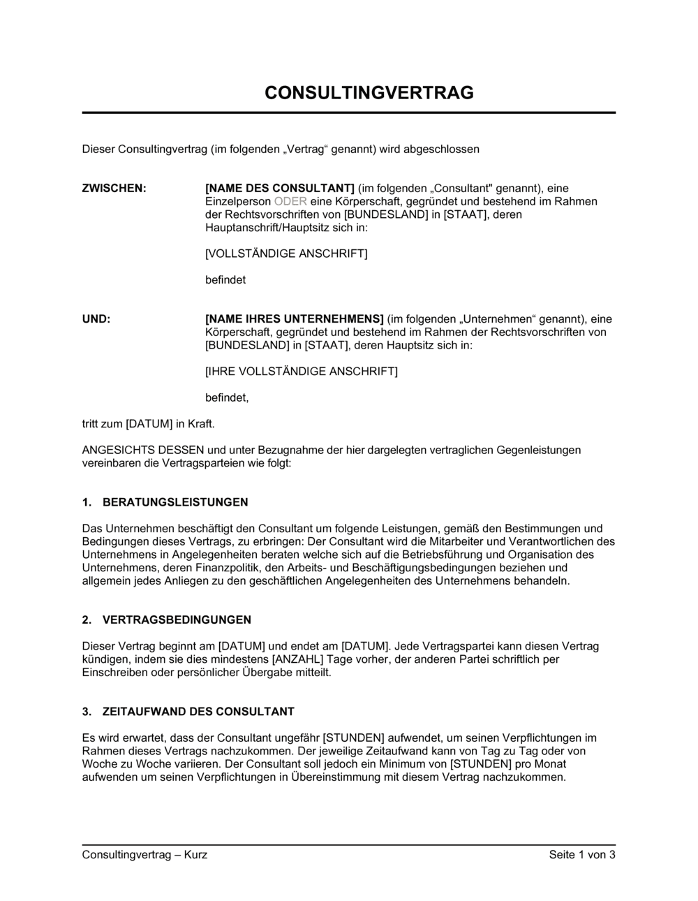 Business-in-a-Box's Consultingvertrag - Kurz