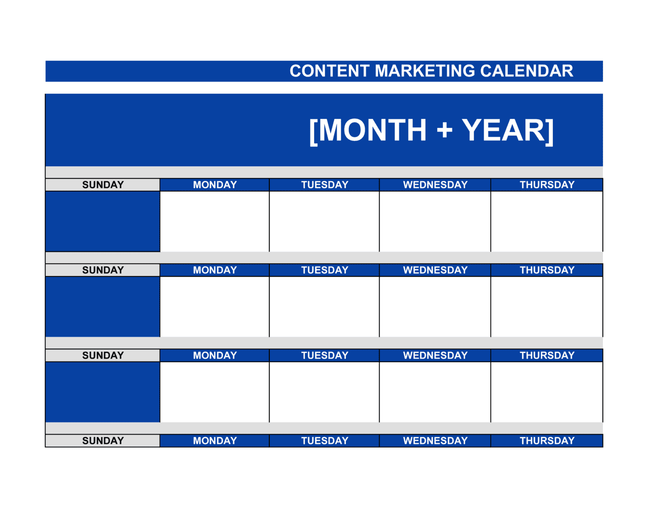 Content Marketing Calendar Template