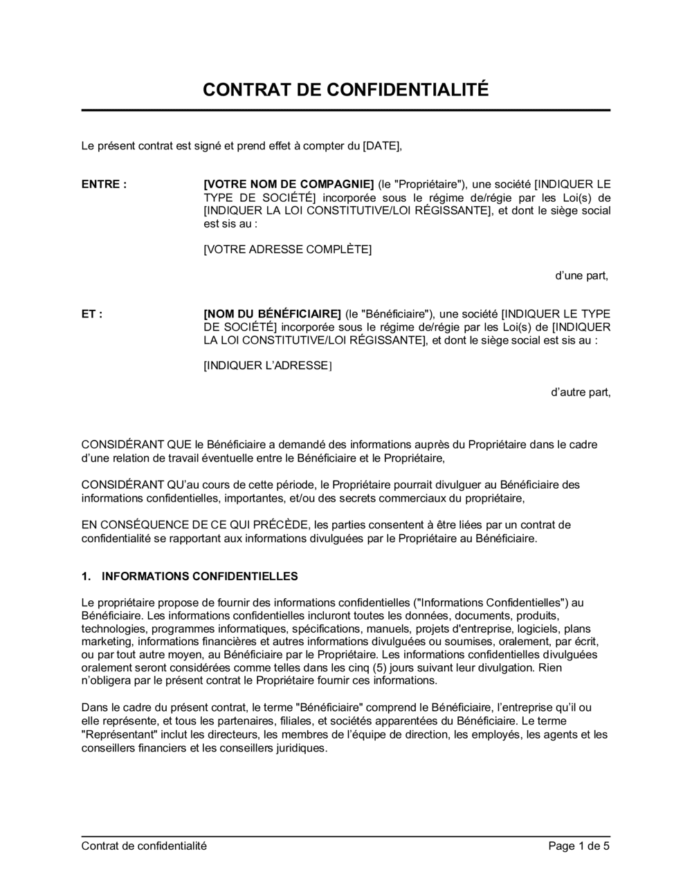 Business-in-a-Box's Contrat de confidentialité