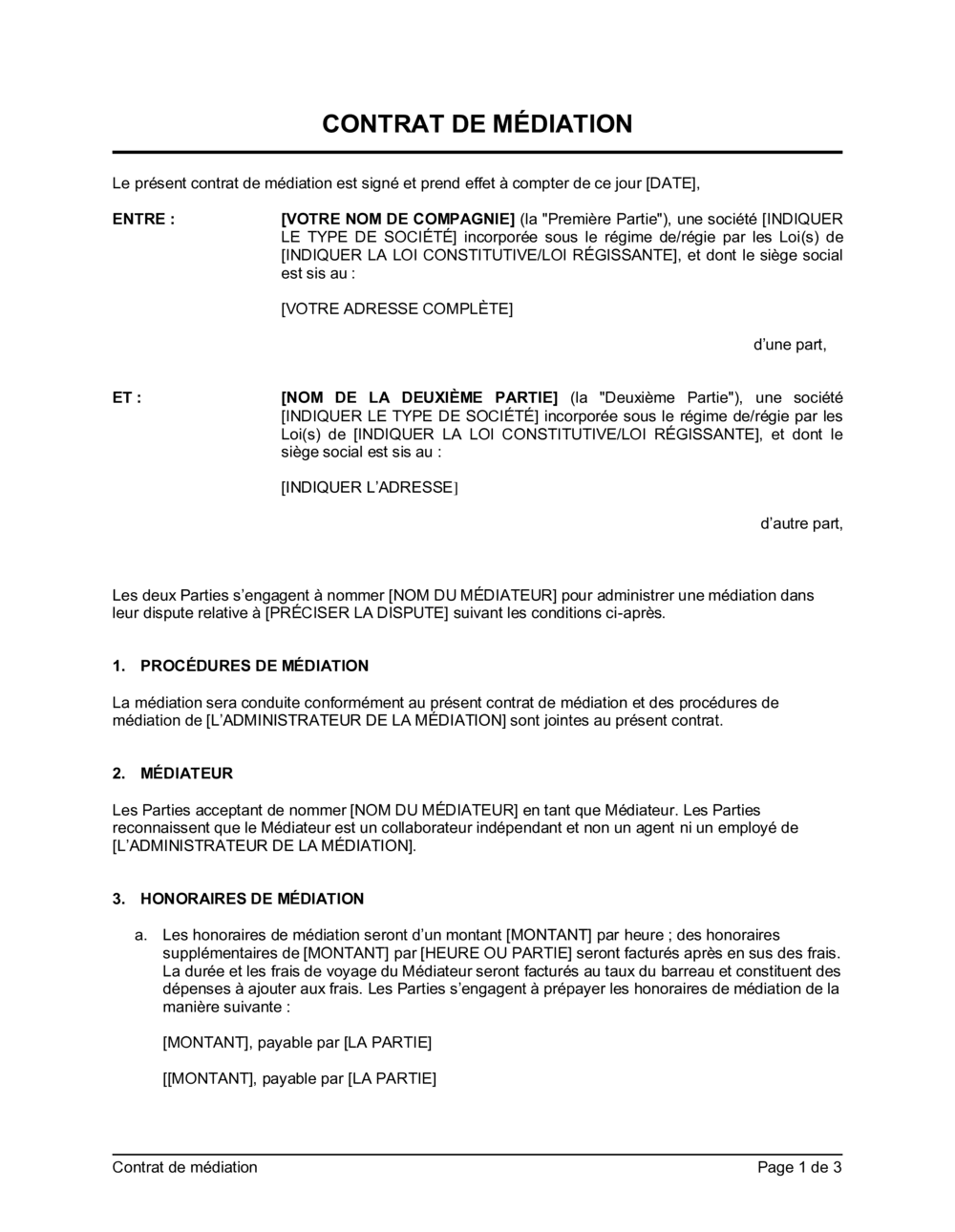 Contrat de médiation